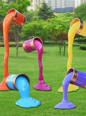 户外草坪创意油漆桶摆件玻璃钢颜料桶雕塑公园售楼部园林美陈装饰