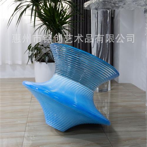 铂晶树脂旋转陀螺仪座椅旋转玻璃钢透明结合成人不倒翁懒人椅