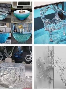 透明树脂鹿雕塑水晶招财鹿摆件玄关售楼处别墅酒店透明亚克力装饰