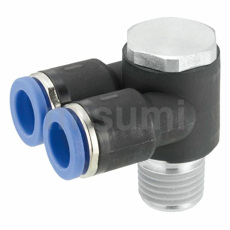 三通弯管 USTE-4-6-8-10-12 外螺纹外六角双管回转三通快速接头