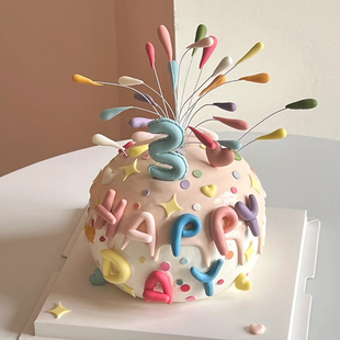 韩系ins风火花蛋糕装饰软胶插件数字英文刻字切模礼花甜品装扮