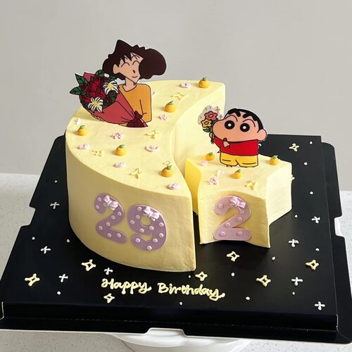 蜡笔小新一家生日蛋糕装饰插件小葵美伢广志手捧花甜品烘焙插牌