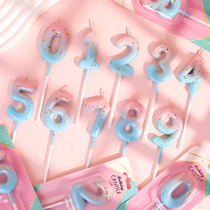 ins风渐变蓝粉色数字蜡烛创意彩色生日纪念日气氛蛋糕装饰插件,节庆用品/礼品,蜡烛,淘宝优惠券,粉丝福利购,淘宝优惠卷