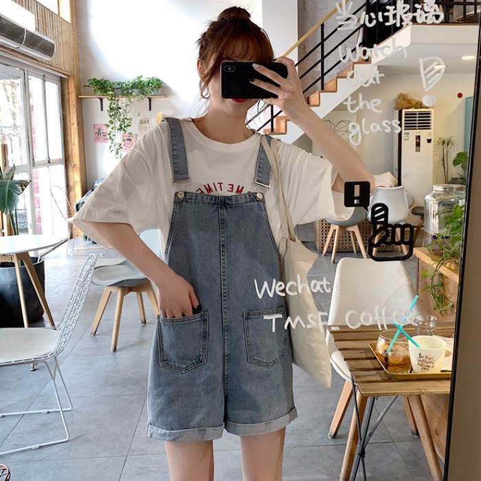 背带短裤女夏季新款韩版休闲直筒百搭阔腿热裤学生连体裤牛仔裤潮|ruв категории Женская одежда, джинсы - от Buy2taobao.com для оказания профессиональной услуги покупки агента Taobao