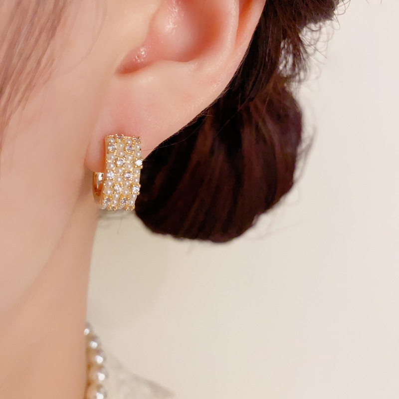 穗薇欧美跨境个性时尚温柔百搭镶钻珍珠几何耳扣气质简约设计,饰品/流行首饰/时尚饰品新,耳环,淘宝优惠券,粉丝福利购,淘宝优惠卷