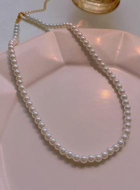 ins潮网红同款简约冷淡风珍珠项链女轻奢小众韩国新款锁骨链颈链