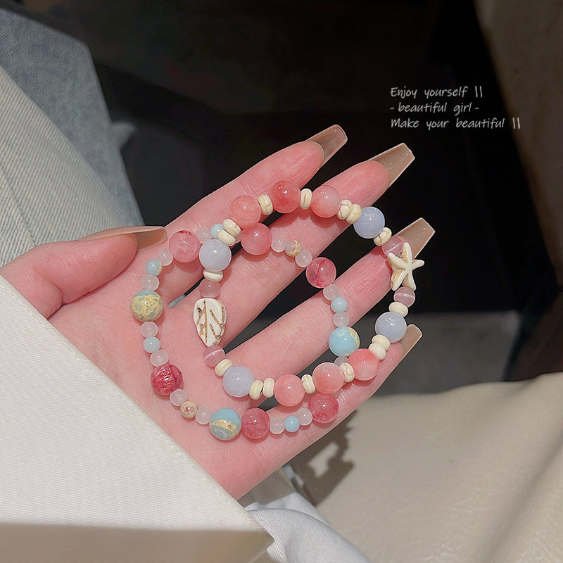 小清新多巴胺彩色海星串珠手链女甜美可爱草莓晶手链网红同款手饰
