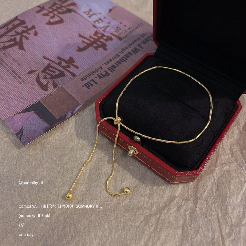 钛钢复古港风设计感手链女时尚个性气质手饰日韩风抽拉可调节潮
