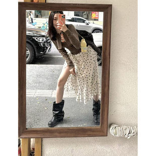 Pumpkin/韩国小众主推款!!覆古时髦不规则荷叶边长裙女波点半身裙