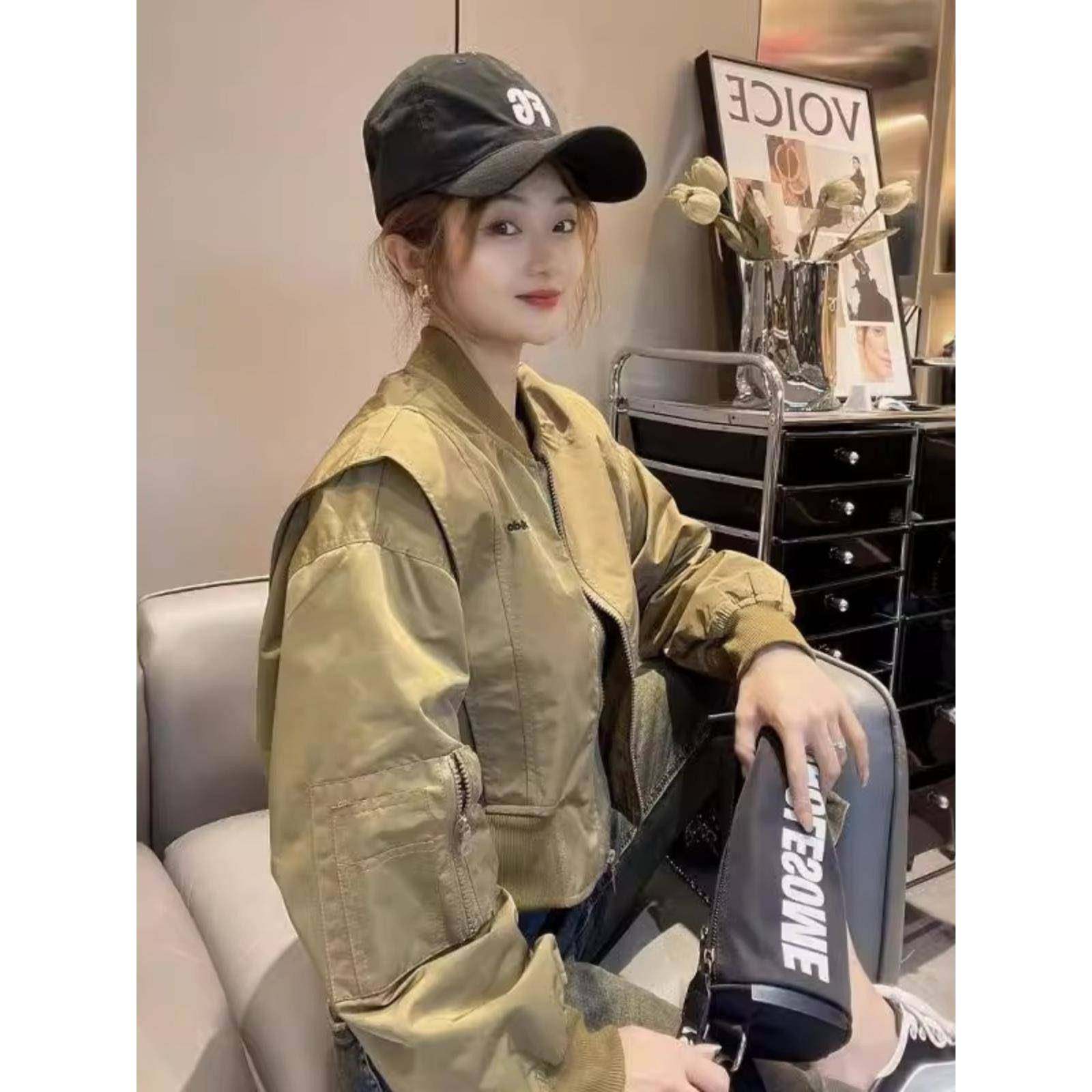 香港棒球服短款圆领女2025秋季新款宽松小香风夹克外套小个子上衣