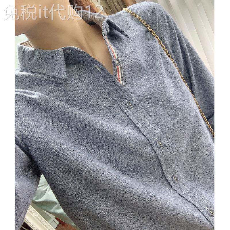 衬衫女设计感小众秋冬2025新款韩版宽松纯棉磨毛衬衣条纹长袖上衣