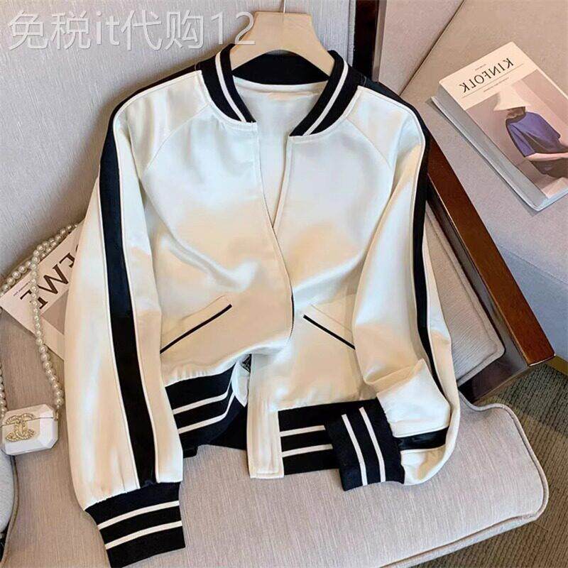高级感拼接撞色立领棒球服外套女春秋韩版时髦减龄百搭夹克上衣女