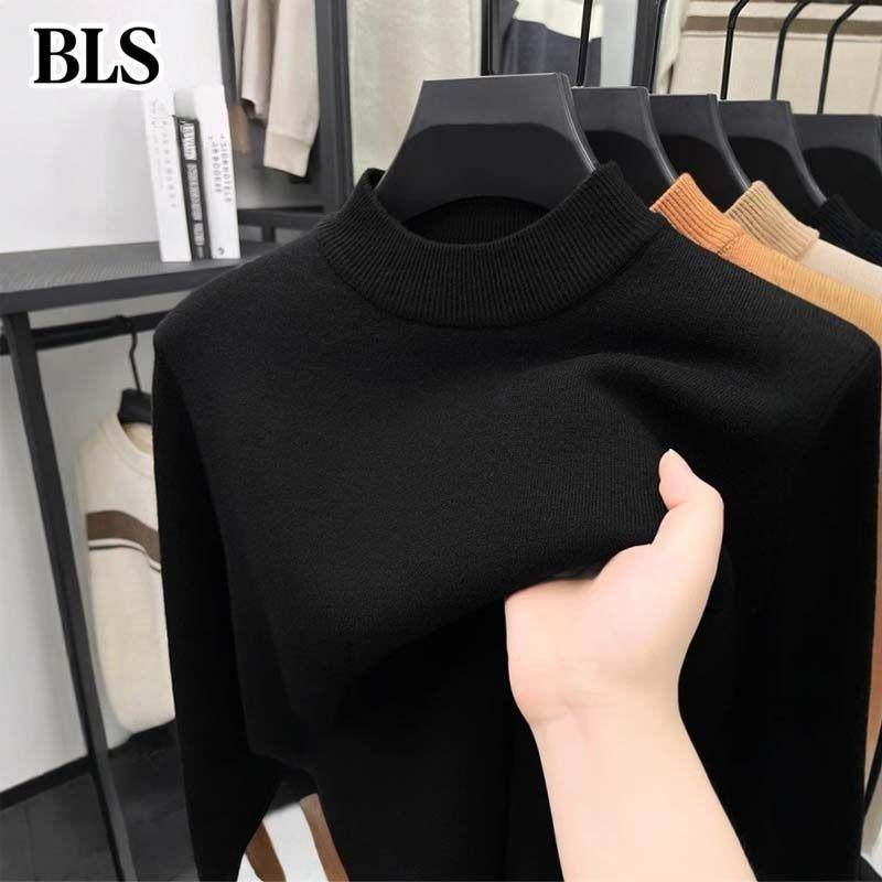 高端半高领羊毛衫男士冬季2025年新款加绒加厚毛衣保暖针织打底衫