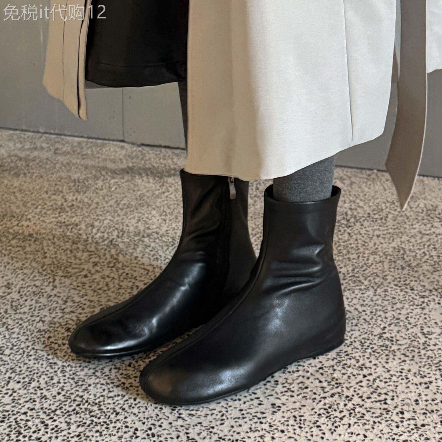 简叙时光!通勤百搭弹力瘦瘦靴极简圆头内增高短靴女2026冬季新款