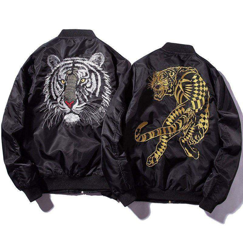 香港潮牌秋冬季刺绣虎头加厚棉外套男女棒球服宽松大码飞行员夹克