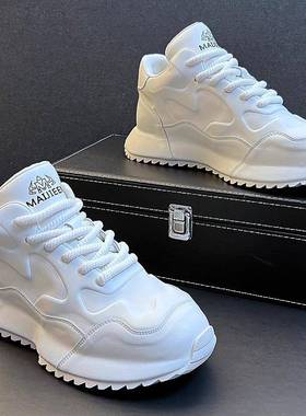 香港潮牌 IT33Y高帮小白鞋男真皮韩版潮流板鞋白色休闲老爹鞋增高