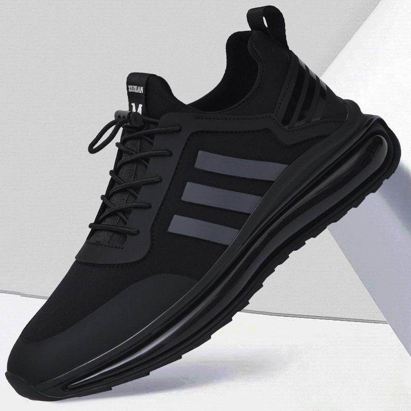 男鞋春季加绒2025新款轻便软底网面透气运动鞋韩版百搭休闲跑步鞋