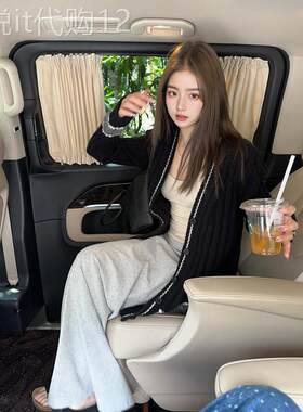 黑色学院风毛衣外套女秋2025新款高级感慵懒宽松韩系短款针织开衫