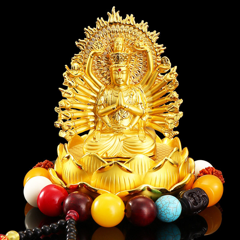 合金汽车香水座摆件千手观音车内中控台佛像男女保福平安车载香薰