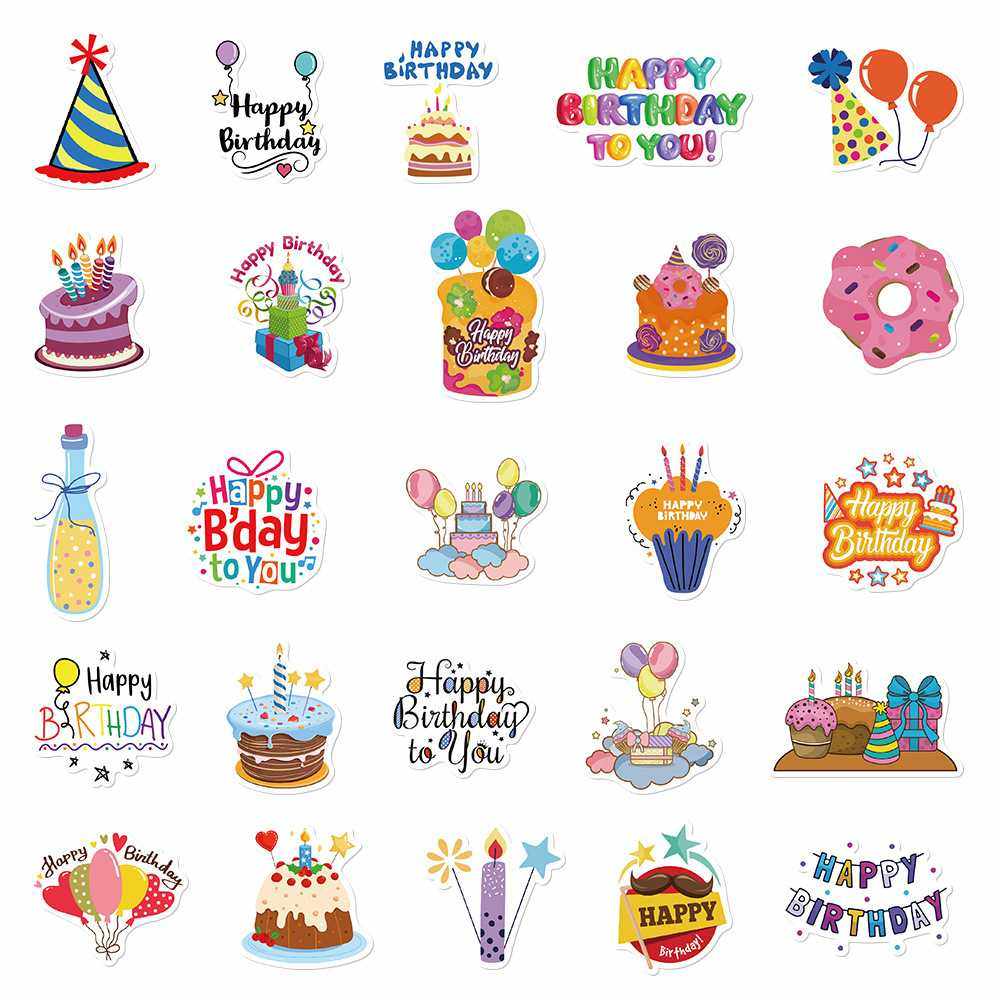 新款直销50张卡通清新生日贴纸手机壳手账本笔记本电脑iPad装饰防,文具电教/文化用品/商务用品,贴纸/立体贴纸,淘宝优惠券,粉丝福利购,淘宝优惠卷