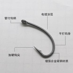 新款直销长柄弯背钩驼背钩干式湿式碳钢欧洲钓组鲤鱼钩飞蝇毛钩小