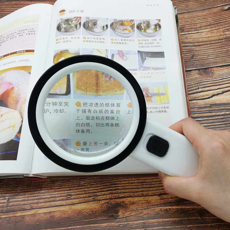 新款直销30倍手持放大镜带LED灯高清 儿童老年人用阅读看书报手机