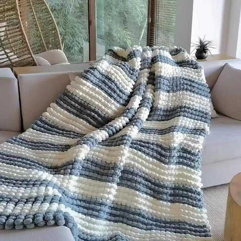新款直销大球球线加密盖毯手织毛毯diy针织毯子宝宝毯子diy编毛毯