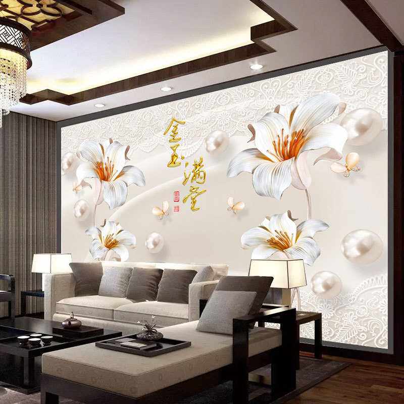 新款直销电视背景墙纸壁纸影视墙装饰客厅3d立体背景墙布中式家和