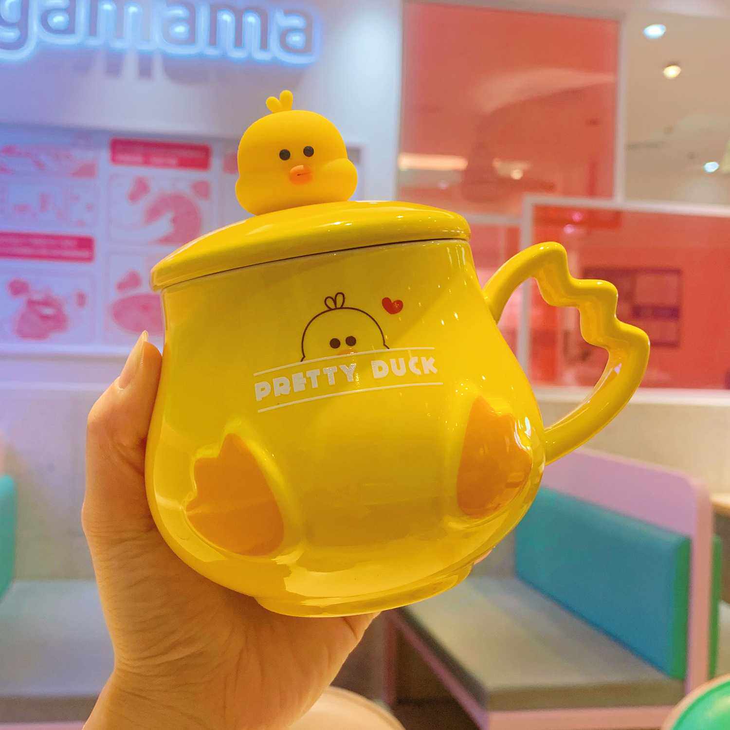 新款直销可爱创意情侣陶瓷杯子办公室水杯带盖带勺子早餐咖啡杯伴