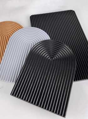 新款直销北欧简约样板间厨房展厅软装实木水波纹点心托盘餐盘砧板