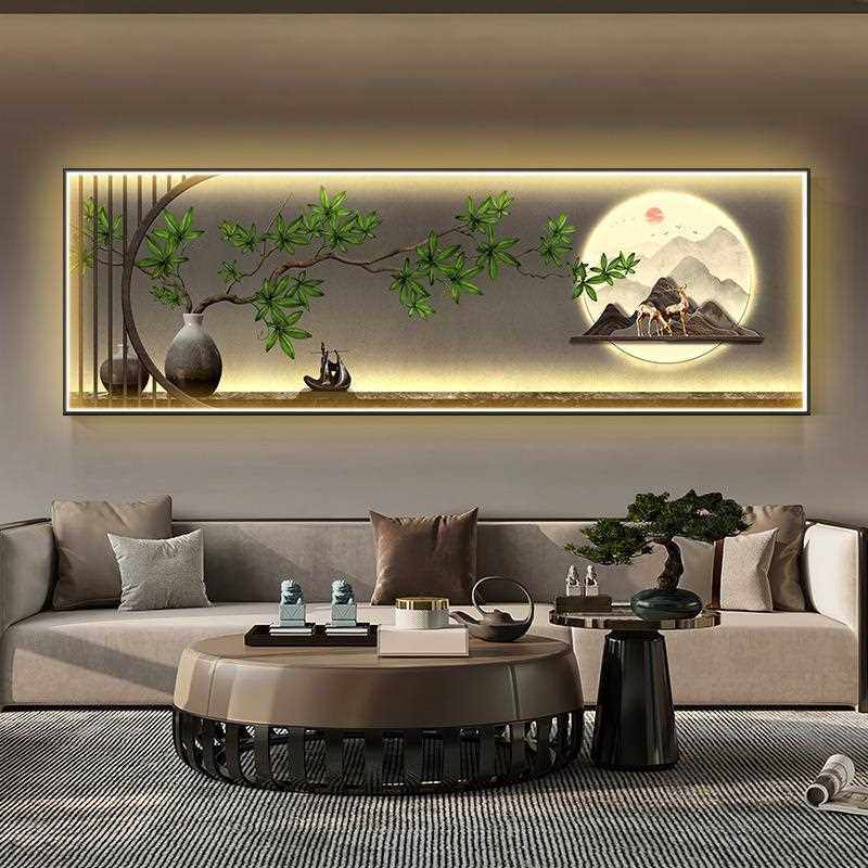 新款直销迎客松新中式客厅装饰画办公室沙发背景墙挂画茶室挂件横