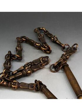 新款直销仿古纯铜佛头九节鞭摆件武术鞭练功鞭古玩杂项铜器收藏工