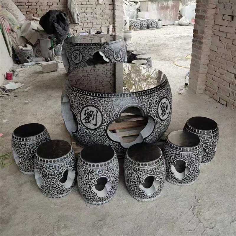 新款直销石桌石凳庭院花园石桌茶台花园别墅户外休闲雕刻石桌子石