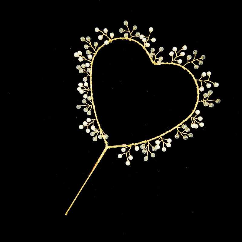 新款直销特大号珍珠爱心插件 520主题情侣生日蛋糕装饰合金烘培甜