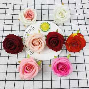新款直销千层绒布玫瑰花朵直径10cm仿真玫瑰花头diy蛋糕配花假花