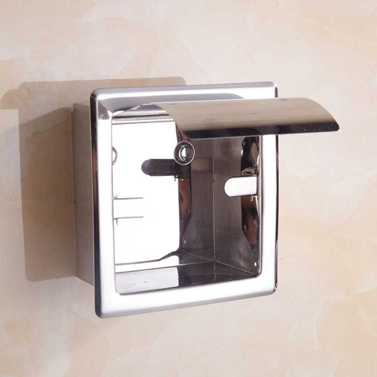 新款直销304不锈钢嵌入墙式纸巾盒暗装式双排纸巾架卷纸盒酒店餐