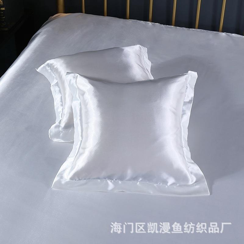 新款直销纯色仿真丝方枕套布套靠垫跨境亚马逊丝绸缎正方形枕头套