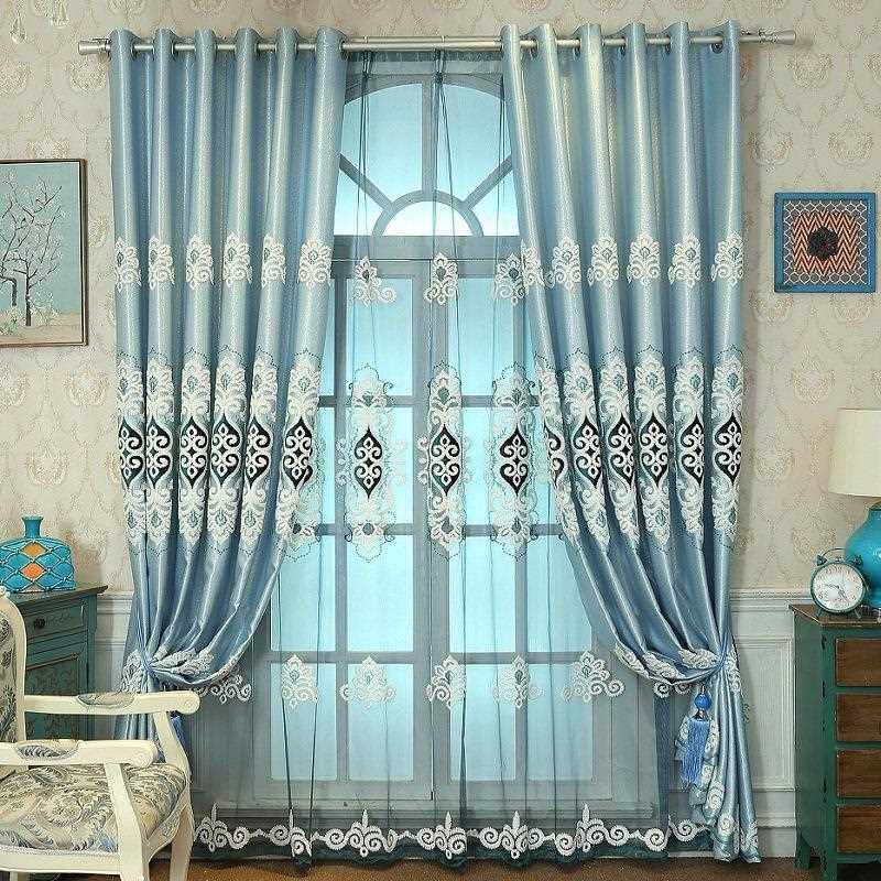 新款直销欧式雪尼尔绣花卷帘遮光窗帘客厅卧室飘窗落地窗纱帘成品