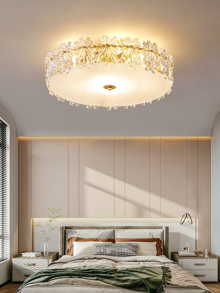 2025新光豪华卧室灯圆形书房吸顶灯创意时尚水晶灯全光谱护眼灯