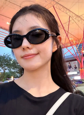 韩系复古黑色猫眼防紫外线墨镜女