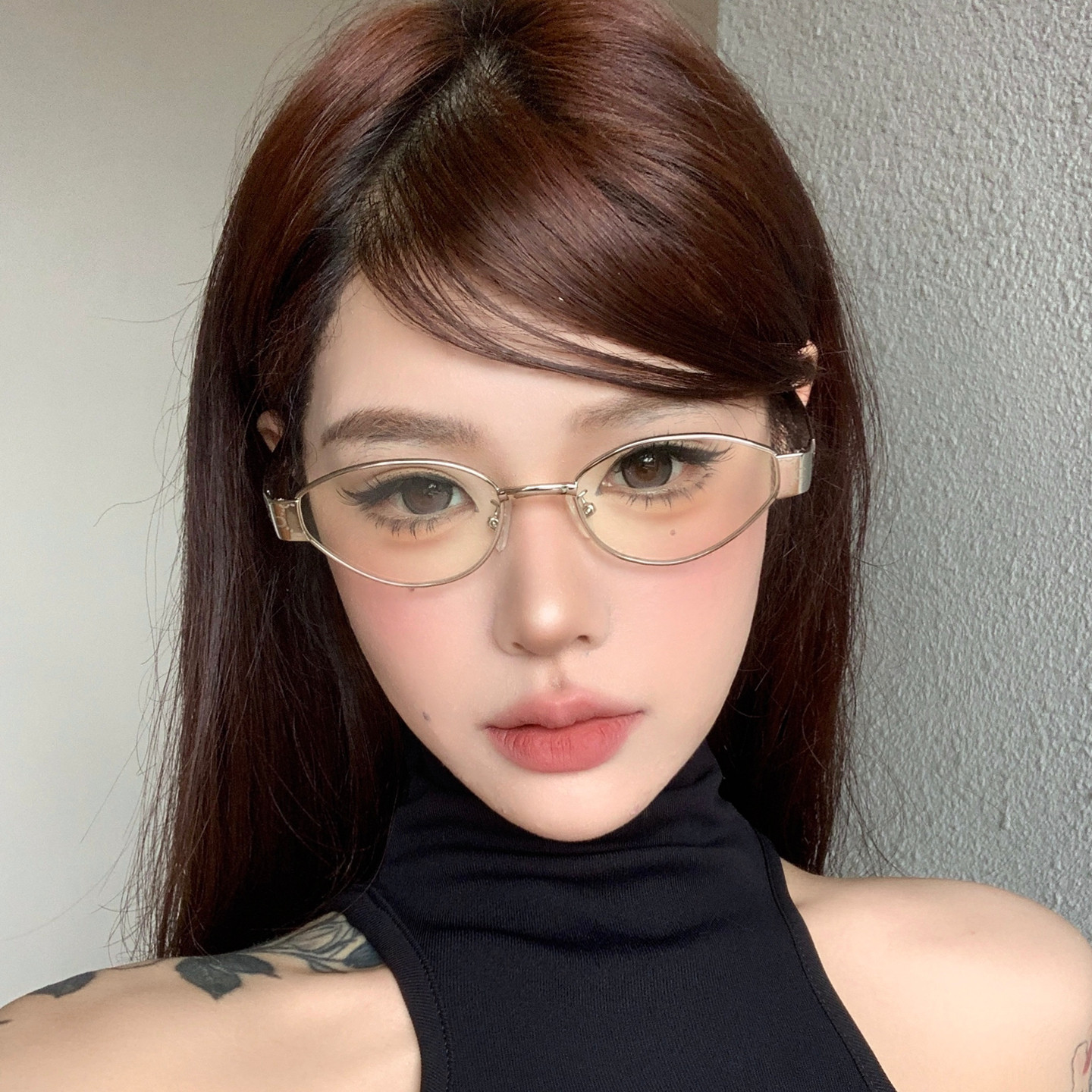 韩版银丝眼镜近视女度数可配复古猫眼镜架方圆脸素颜神器眼睛框架