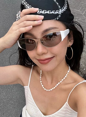 欧美辣妹风y2k猫眼白色墨镜女高级感2026新款凹造型时髦太阳眼镜