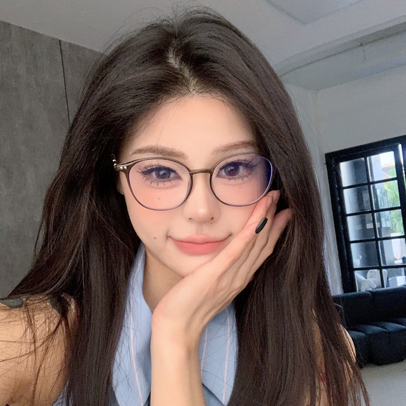 超轻冷茶色眼镜显脸小可配有度数