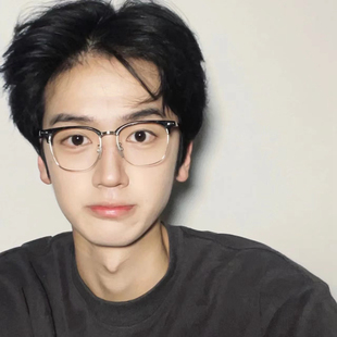 半框理工大脸复古素颜眼睛框镜架女可配度数 斯文败类近视眼镜男款