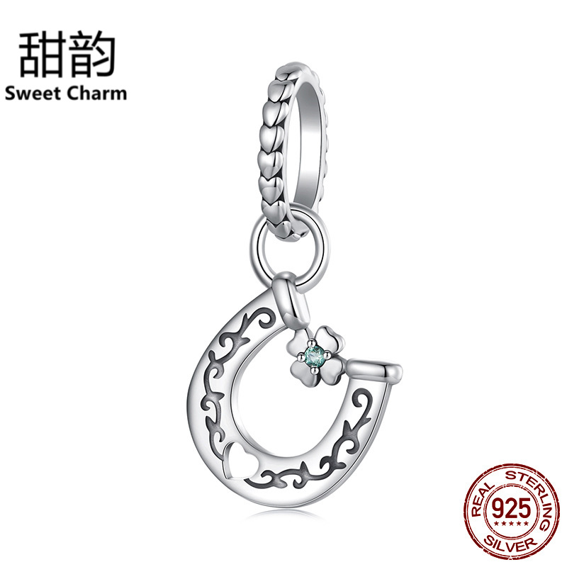 艾芙乐复古花纹马蹄铁吊坠s925纯