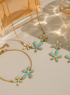 小清新田园风滴油花朵金饰套装