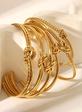 几何扭转不锈钢手镯52