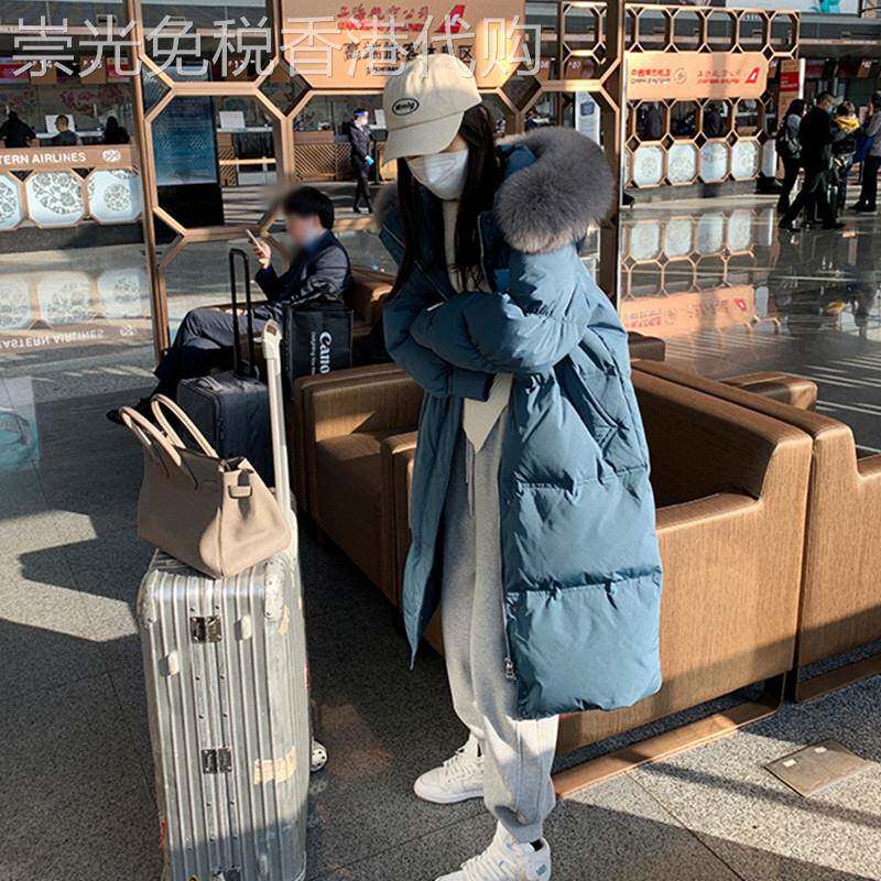 2025新款加厚大毛领羽绒服女中长款韩版时尚长袖白鸭绒冬季外套潮