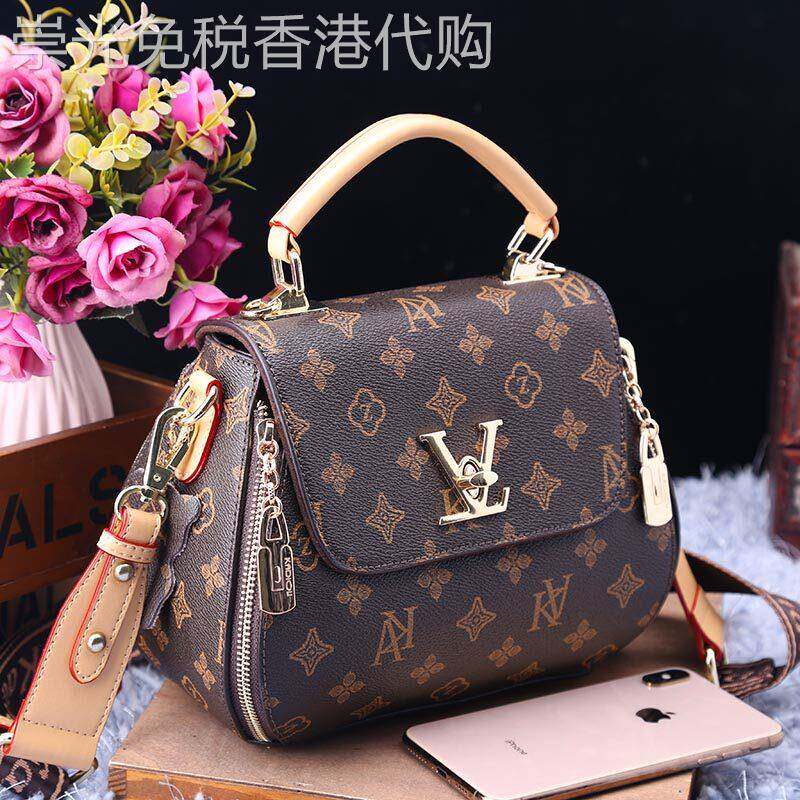 香港品牌正品女包新款高级感时尚印花真皮手提包休闲单肩斜挎大包