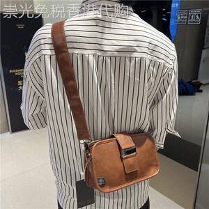 香港潮品复古男士箱式单肩包日韩男女翻盖斜挎小包休闲斜跨手机包